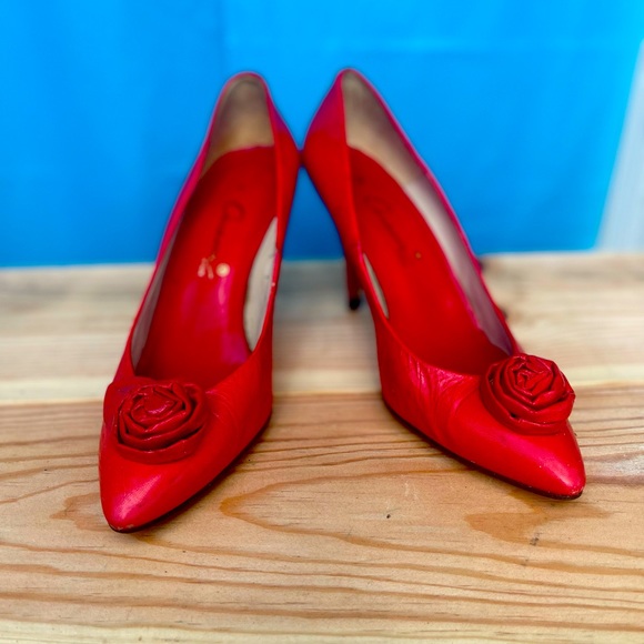 Vintage genuine leather heels red size 6 - Picture 8 of 9